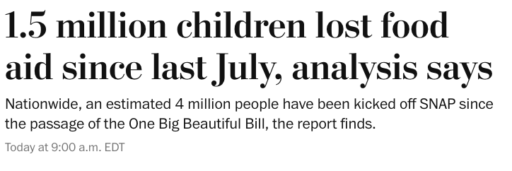 McKenzieAWilson's tweet photo. More than a million American children are going hungry because of Trump's bill to cut food assistance to fund tax breaks for America's biggest corporations and top 1% https://t.co/GZvajVlftA