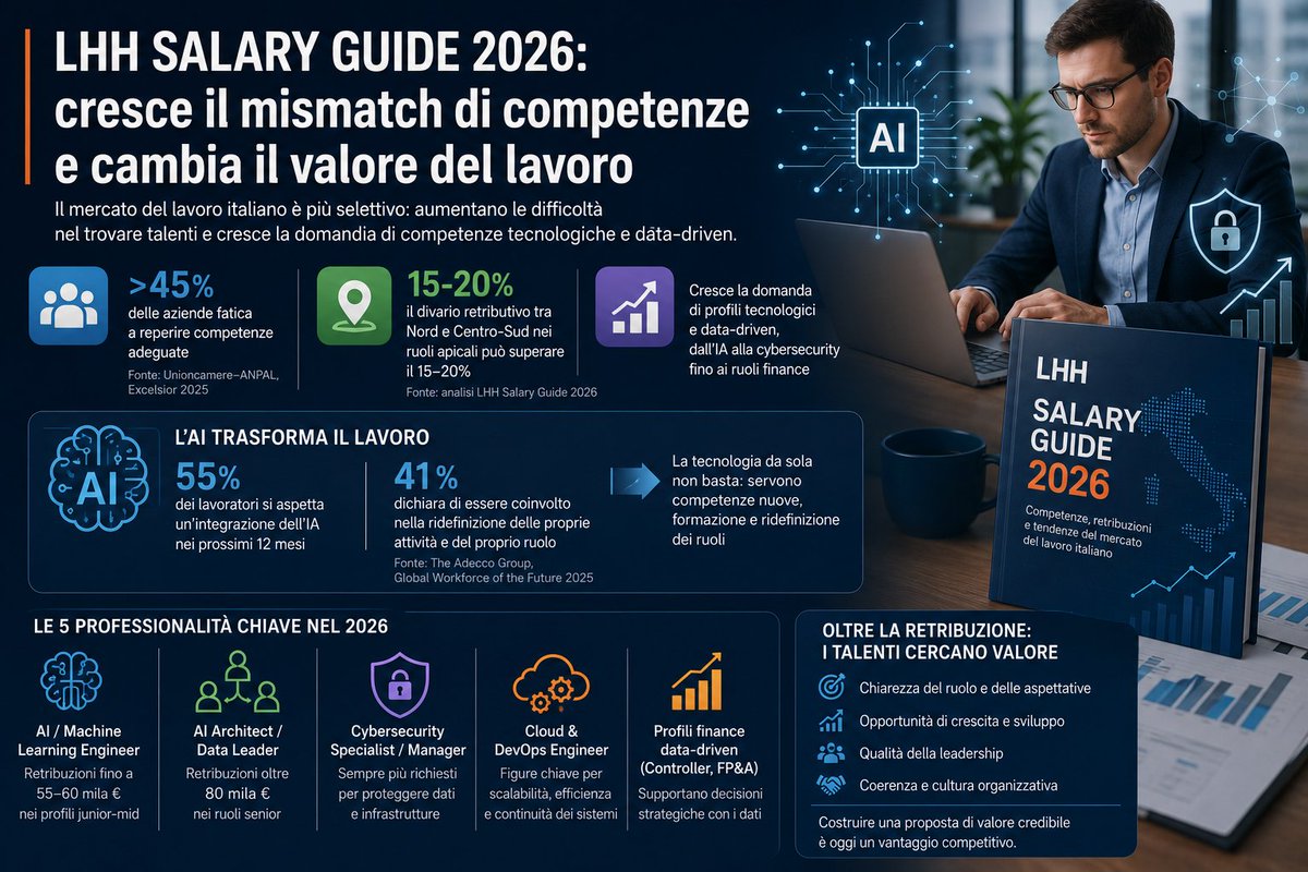 datamanager_it's tweet photo. Lavoro, cresce il mismatch di competenze: AI e cybersecurity tra i profili più ricercati nel 2026 https://t.co/rPu20LewWX https://t.co/NqoRAWhePG