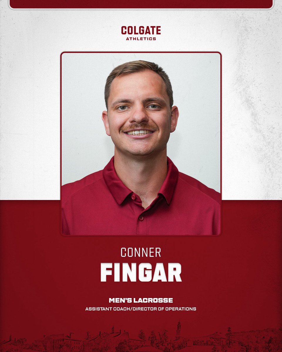 ColgateMLax's tweet photo. 𝐖𝐞𝐥𝐜𝐨𝐦𝐞 𝐭𝐨 𝐭𝐡𝐞 𝐭𝐞𝐚𝐦 🤝

Fingar joins the men’s lacrosse team as its new Assistant Coach/ Director of Operation!

#GoGate | #GGG https://t.co/UbLWpkqQs4