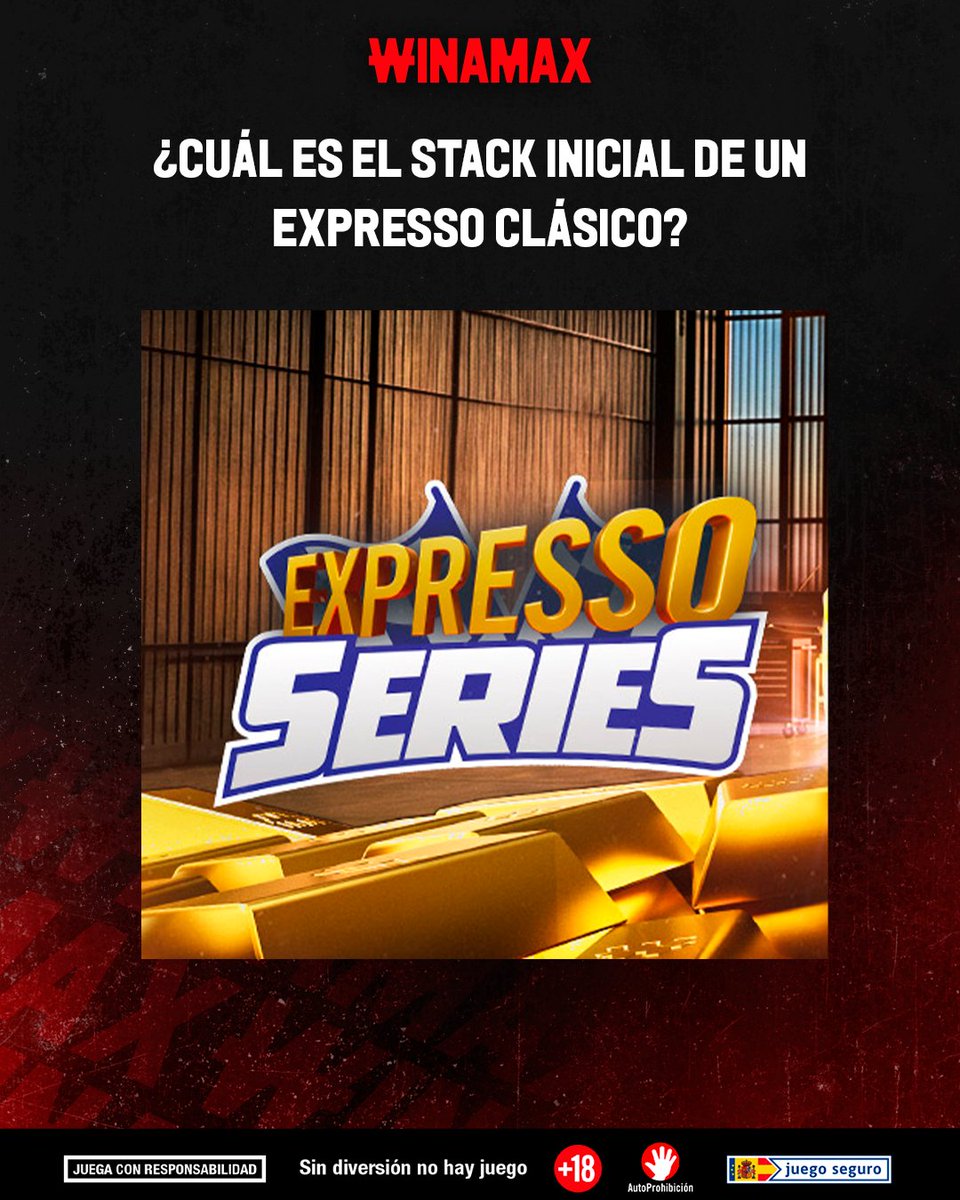 Winamax_Espana's tweet photo. 🎁 ¡SORTEAMOS UN TICKET DE 20 €!

🤠 Los Expresso Series ya asoman en el horizonte… pero antes de soñar con el millón, hay que empezar por lo básico.

❓ ¿Cuál es el stack inicial de un Expresso?

🔁 Síguenos + RT + Respuesta + Nick Winamax. https://t.co/Sm5cCUXofV
