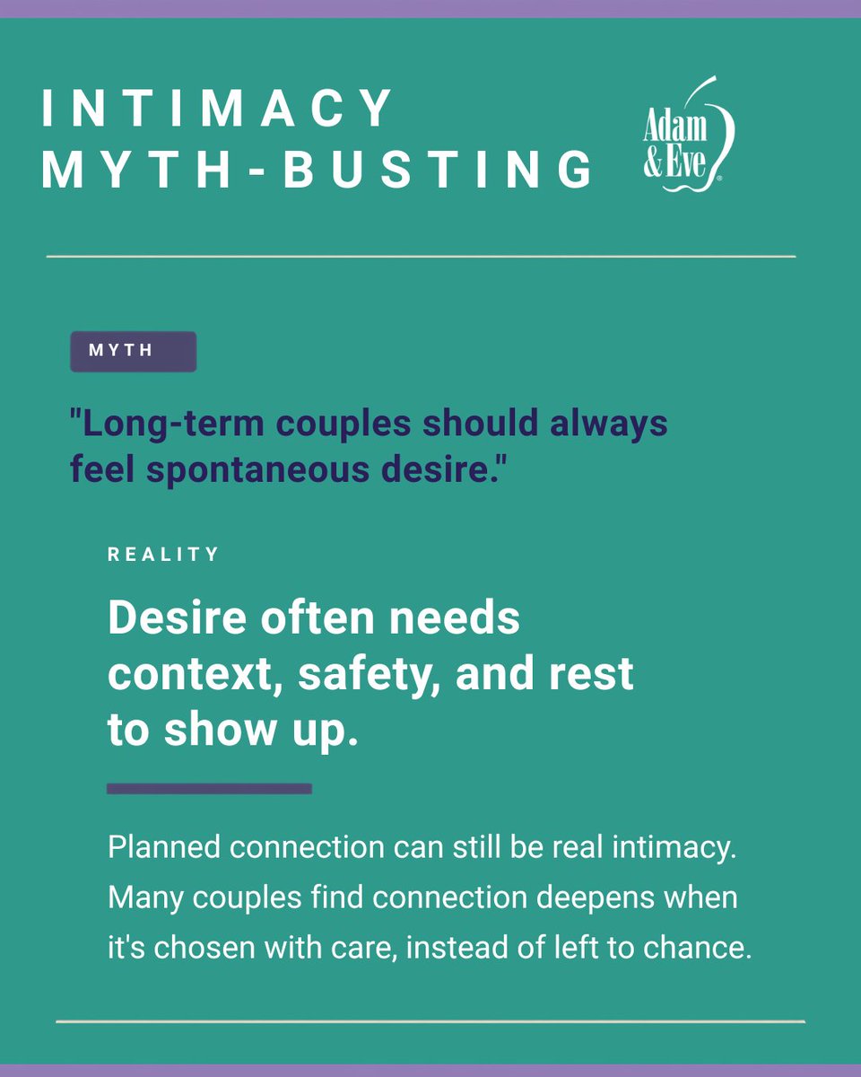 adamandeve's tweet photo. Planned connection is still real connection. For many long-term couples, desire shows up more easily when there’s comfort, trust, and time to ease into the moment. What’s one way you and your partner create space for connection during a busy week? #RelationshipTips #IntimacyTips #CouplesConnection #WellnessJourney #IntimacyAfter50