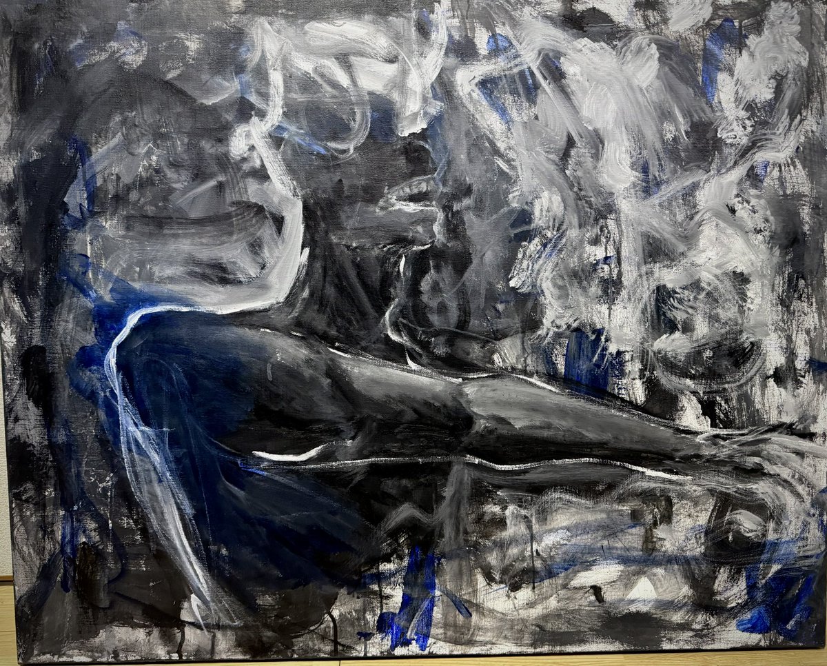 群青の溺者」 F30号 アクリル絵の具 #art #絵画