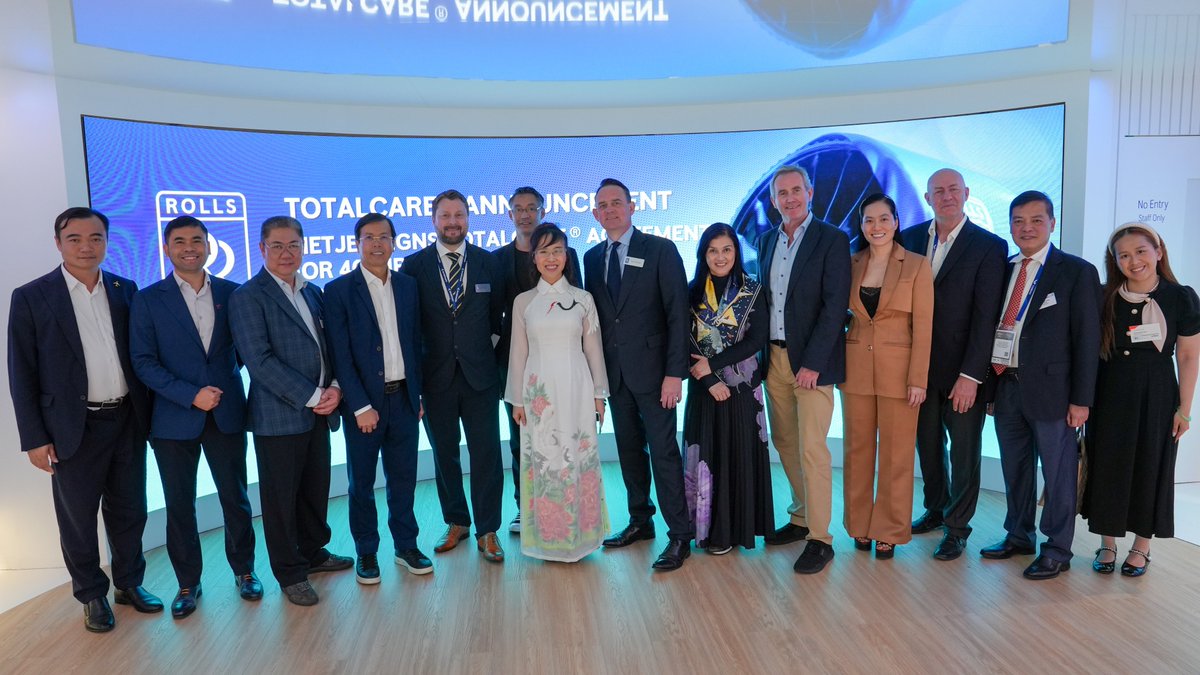RollsRoyce's tweet photo. We’re pleased to announce that we have agreed TotalCare for 80 Trent 7000 engines with VietJet Air.
 
 #RollsRoyceAtFIA #FIA2026 https://t.co/p7NQs0gulj