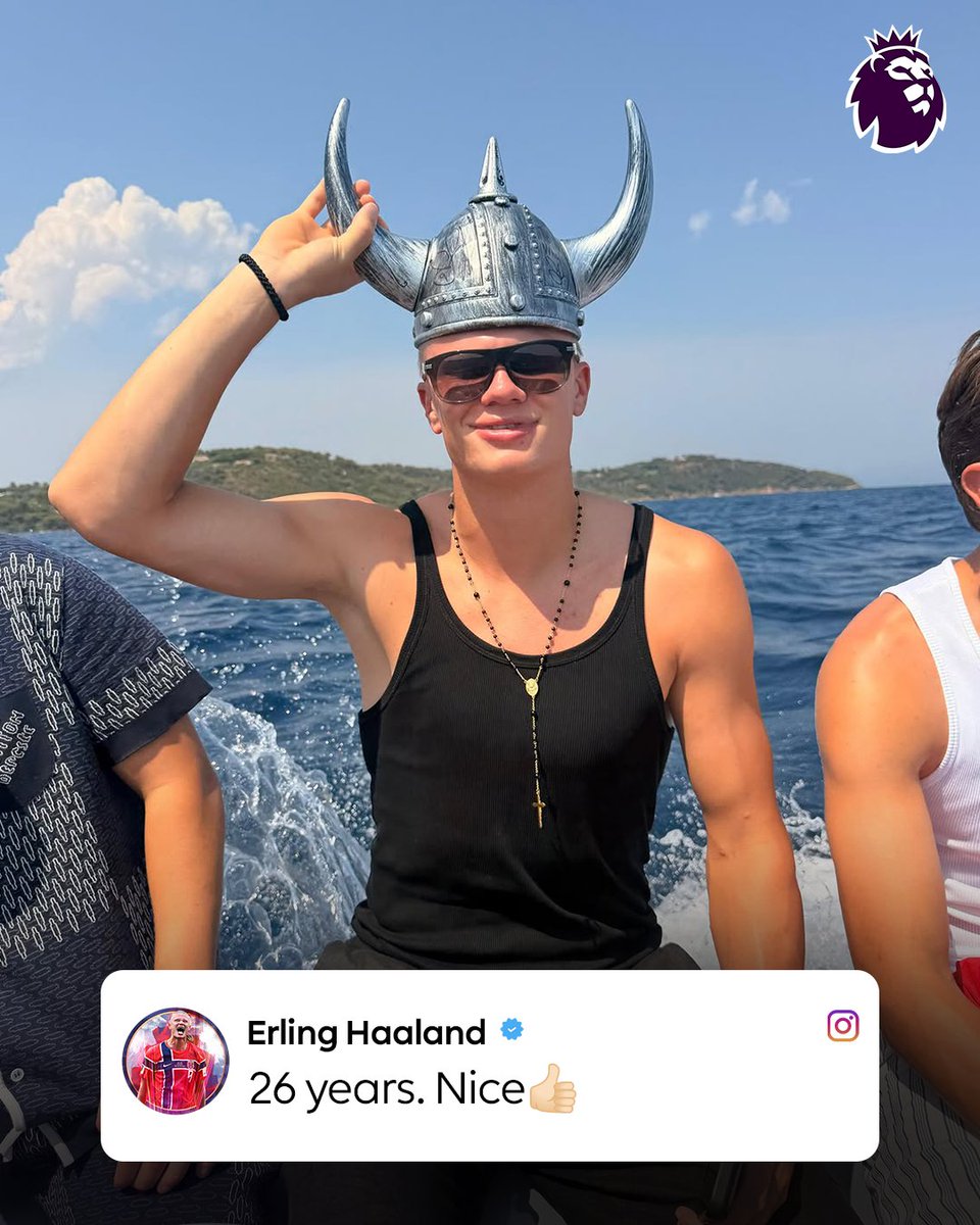 premierleague's tweet photo. Nice, @Erling 🎉

Erling Haaland celebrating his 26th birthday like a viking 🇳🇴 https://t.co/Rvh0KdPU97