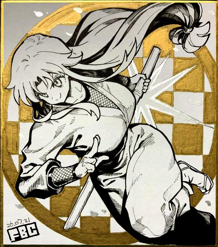 fbctwit's tweet photo. ミニ色紙にがんばれゴエモンのヤエちゃんを描いてみました
大集合のがんばりがすごい https://t.co/kf4t84lKUm
