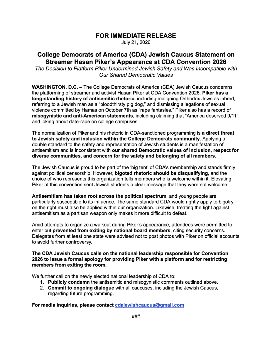 CDA Jewish Caucus tweet media