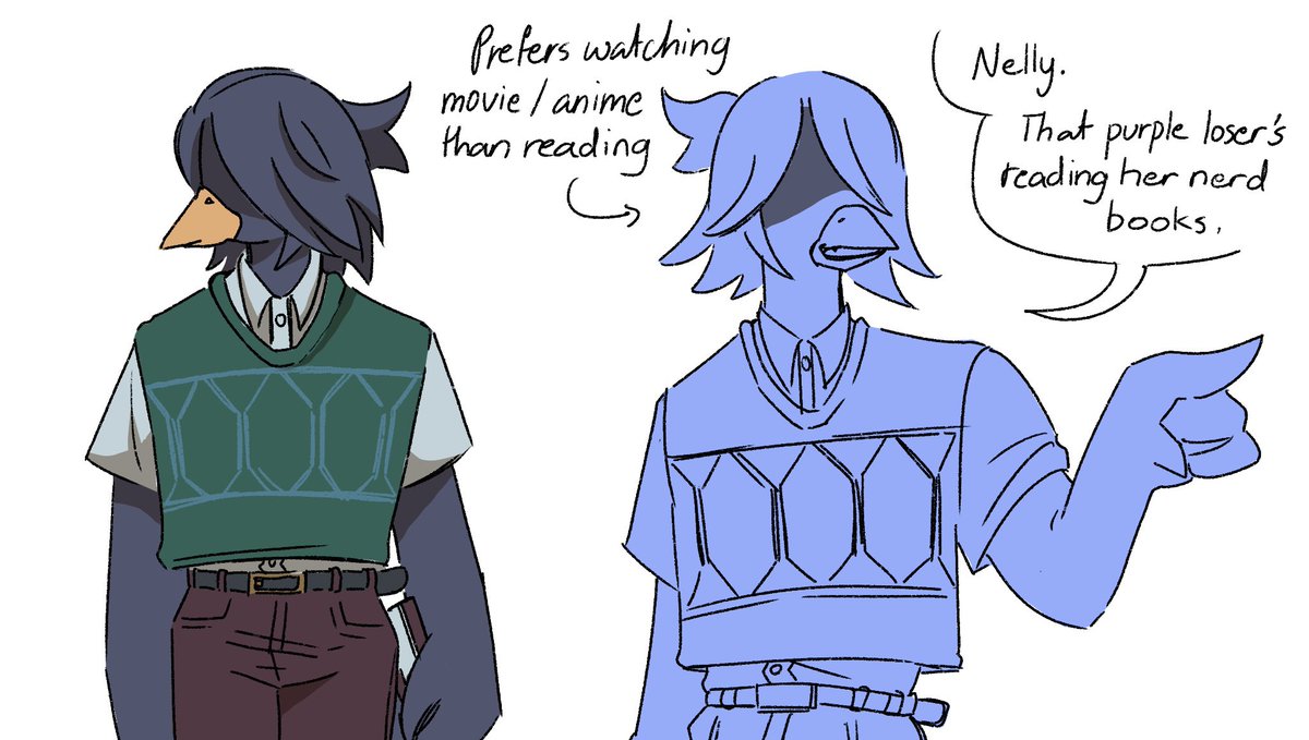 merladebread's tweet photo. #deltaruneㅤㅤㅤ Berdly’s turn. He’s Noelle’s best friend, he’s quiet and gets trolled online by Kris https://t.co/PU9CSxJ70K
