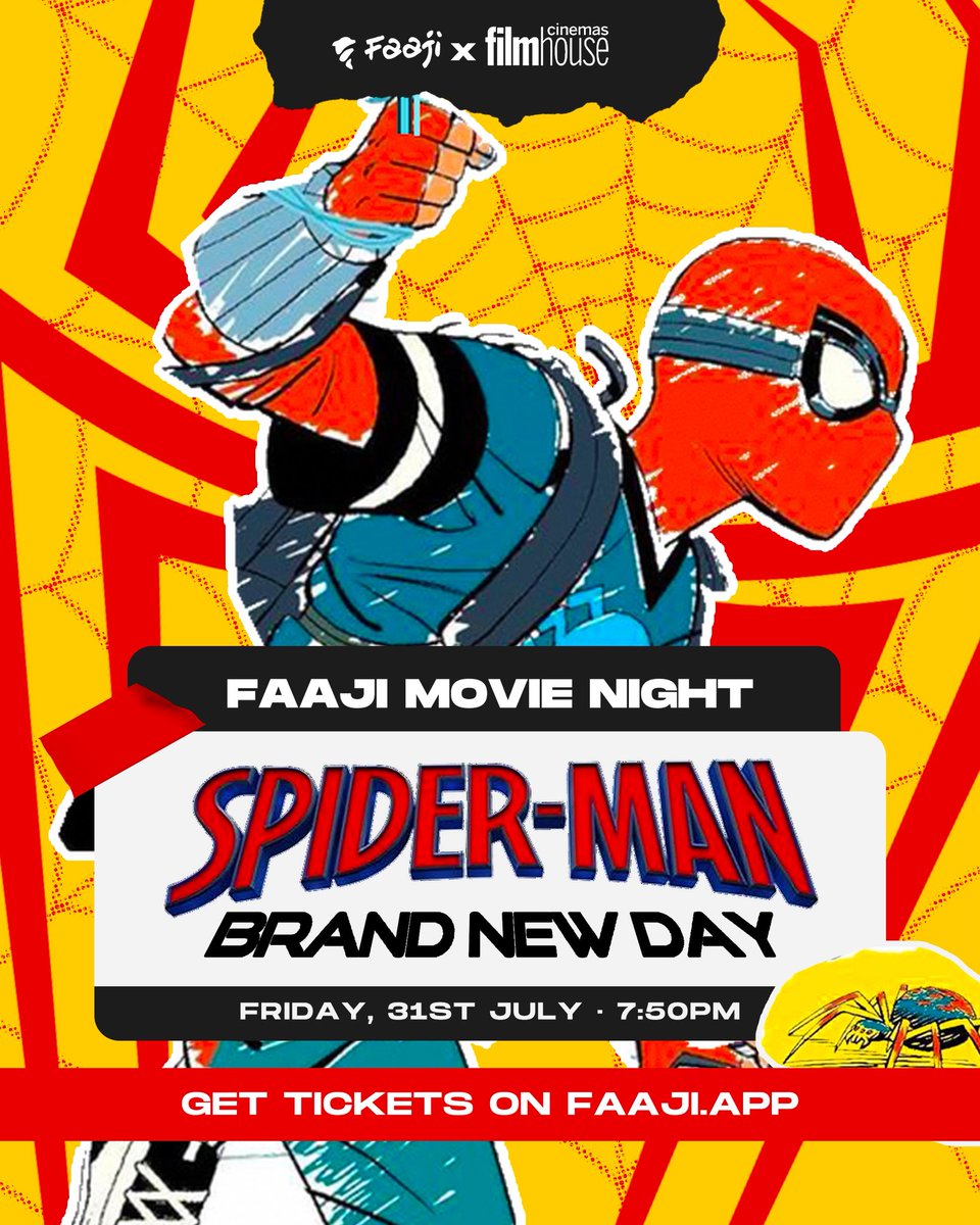 OmololaToriola's tweet photo. Hello X 👋🏾

If Spider-Man: Brand New Day is on your watchlist, you might want to hear this. 

I’m hosting a movie night on Friday 31st July at Filmhouse Landmark 7:50pm. Come with your friends, meet new people, and catch it together. 🍿

Tickets: https://t.co/oVXjU6KDKS https://t.co/wBu3u9KQRh