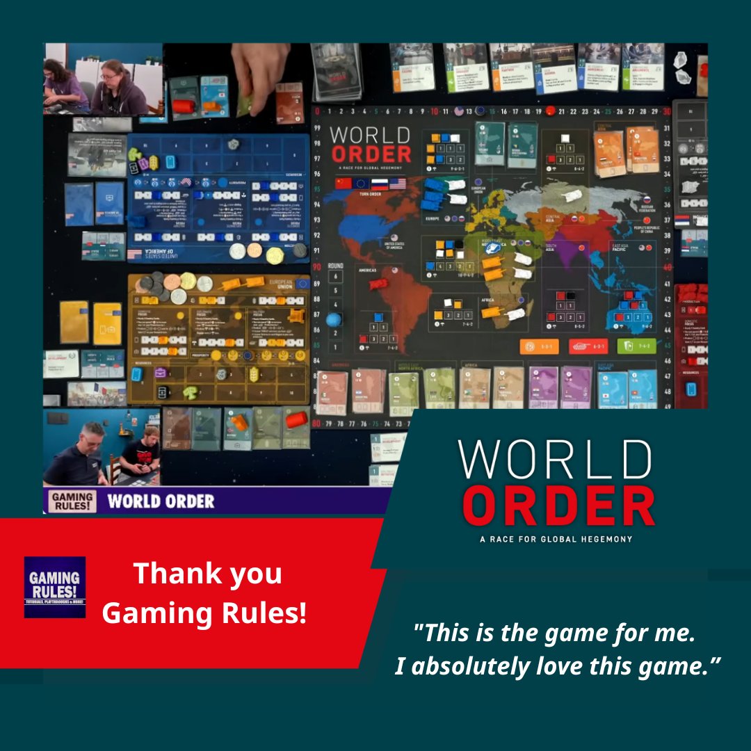 HegemonicP's tweet photo. We watched the Gaming Rules live playthrough and review of World Order and absolutely loved it!🌍
▶️https://t.co/lcHwGH8cXE
"This is the game for me. I absolutely love this game."
Thank you for the amazing content!❤️
#WorldOrder #GamingRules #HegemonicProjectGames https://t.co/VCOCjYtt8s