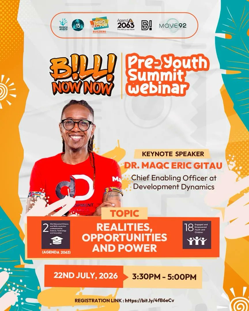 DevelopDynamics's tweet photo. Our Chief Enabling Officer, MaqC Eric Gìtāű will be the Keynote speaker at the #BilliNowNow Pre-Youth Summit Webinar. 

Register here to book your slot: https://t.co/ypSSHN4gkk

#BilliNowNow #Agenda2063 https://t.co/LSikT96I6I