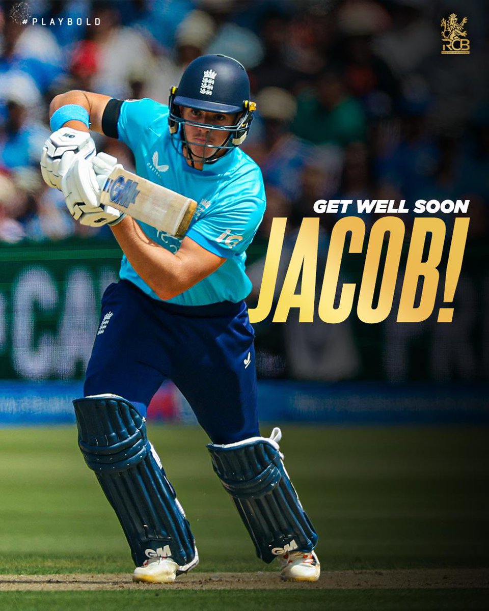 RCBTweets's tweet photo. A knee injury during the #ENGvIND ODI series has ruled our Super Star out of the hundred-ball tournament. ❤️‍🩹

Speedy recovery, Jacob. See you back in England colours soon. 🙌

#PlayBold #ನಮ್ಮRCB https://t.co/hFyPOGUYpr