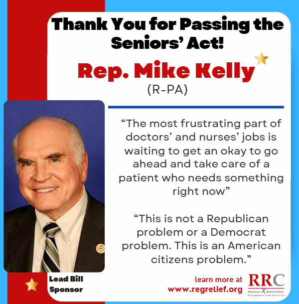 regrelief's tweet photo. Thank you,@MikeKellyPA, for your leadership in getting the Improving Seniors' Timely Access to Care Act (H.R. 3514) through @WaysMeansCmte by a unanimous 42-0 vote. As you said, this isn't a Republican or Democrat problem, it's an American one. #FixPriorAuth https://t.co/p9OatWThAB