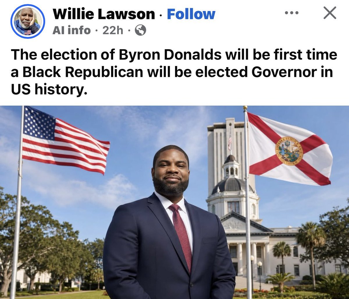 WellsJorda89710's tweet photo. 🚨 A Democrat just celebrated Byron Donalds becoming Florida’s first Black Republican Governor — and honestly, that unity moment should have ALL of us cheering!

Too many voices (even on the right) attack diversity and want the GOP to stay “whites only.” But real progress isn’t DEI theater — it’s merit. Byron Donalds earned this through hard work and excellence, not handouts.
Thank God for President Trump — never a racist, and the biggest reason Republicans are winning back Black voters like never before. This is what real inclusion looks like.

The Party of Lincoln is back and better than ever. Let’s celebrate actual firsts built on merit! 🇺🇸
#ByronDonalds #FirstBlackRepublicanGovernor #MeritOverDEI #TrumpEffect #GOP #Florida #BlackVotersMatter #UnityNotDivision