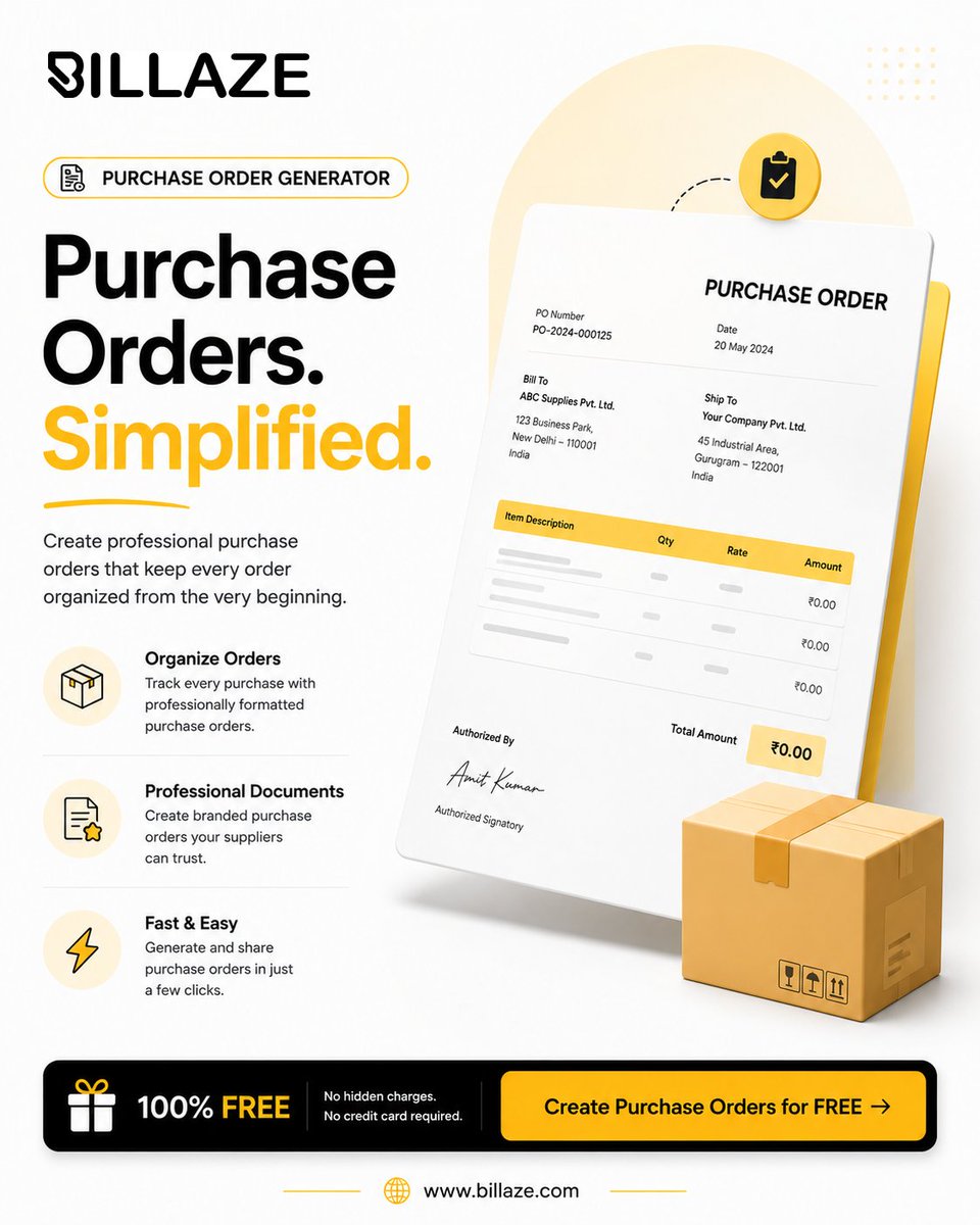 billazeapp's tweet photo. Every Great Purchase Starts with a Professional Purchase Order. Create professional purchase orders in minutes and keep your procurement process smooth from start to finish.

Start creating purchase orders for free today.
https://t.co/BaWKHu0CCQ

#Billaze #PurchaseOrderGenerator https://t.co/ScAnjnKjit