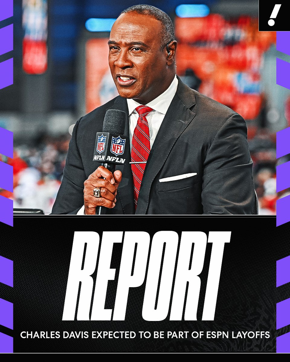 YahooSports's tweet photo. Longtime NFL Network analyst Charles Davis is expected to be let go as part of ESPN's ongoing layoffs, per @AndrewMarchand.

He will continue as CBS' lead analyst for Big Ten afternoon games. https://t.co/GlfaWd4MgU