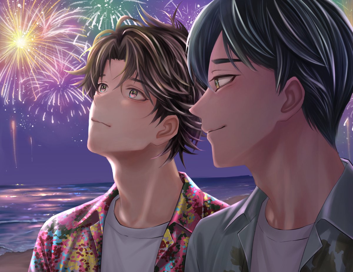 hio_ship's tweet photo. 🎇永遠に色褪せることのない真夏🎇

┈┈┈┈┈✉️07.22✉️┈┈┈┈┈

"我們的故事就要再繼續"
ぼくらの物語はまた進んでいく____________。

Fan Art | 我在這裡等你 / 鯨が消えた入り江 https://t.co/dJpLeTHecL