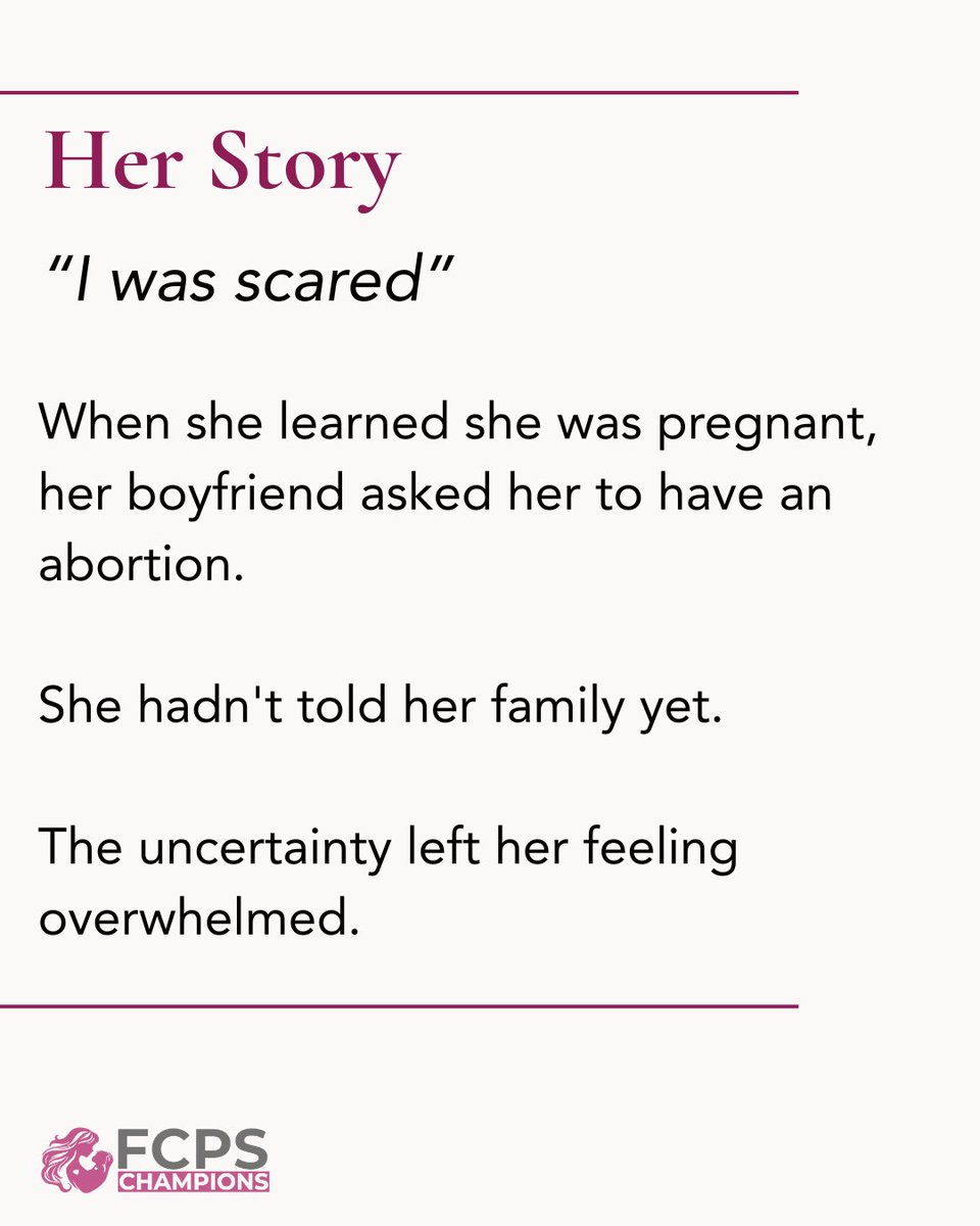 fcps_champions's tweet photo. Fear, pressure, and uncertainty don’t have to be faced alone. Please keep this mother and her family in your prayers as she considers the future. https://t.co/r4skITXLwB
