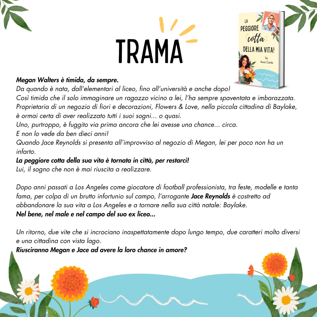 auraconte's tweet photo. Un ritorno, due vite che si incrociano inaspettatamente dopo lungo tempo, due caratteri molto diversi e una cittadina con vista lago 🌸🏈
Genere: Commedia Romantica, Second chance.
Scegli il tuo store e formato: https://t.co/g2Q5BxkTmn #libri #racconti #luglio #estate https://t.co/5mt97X6qVW