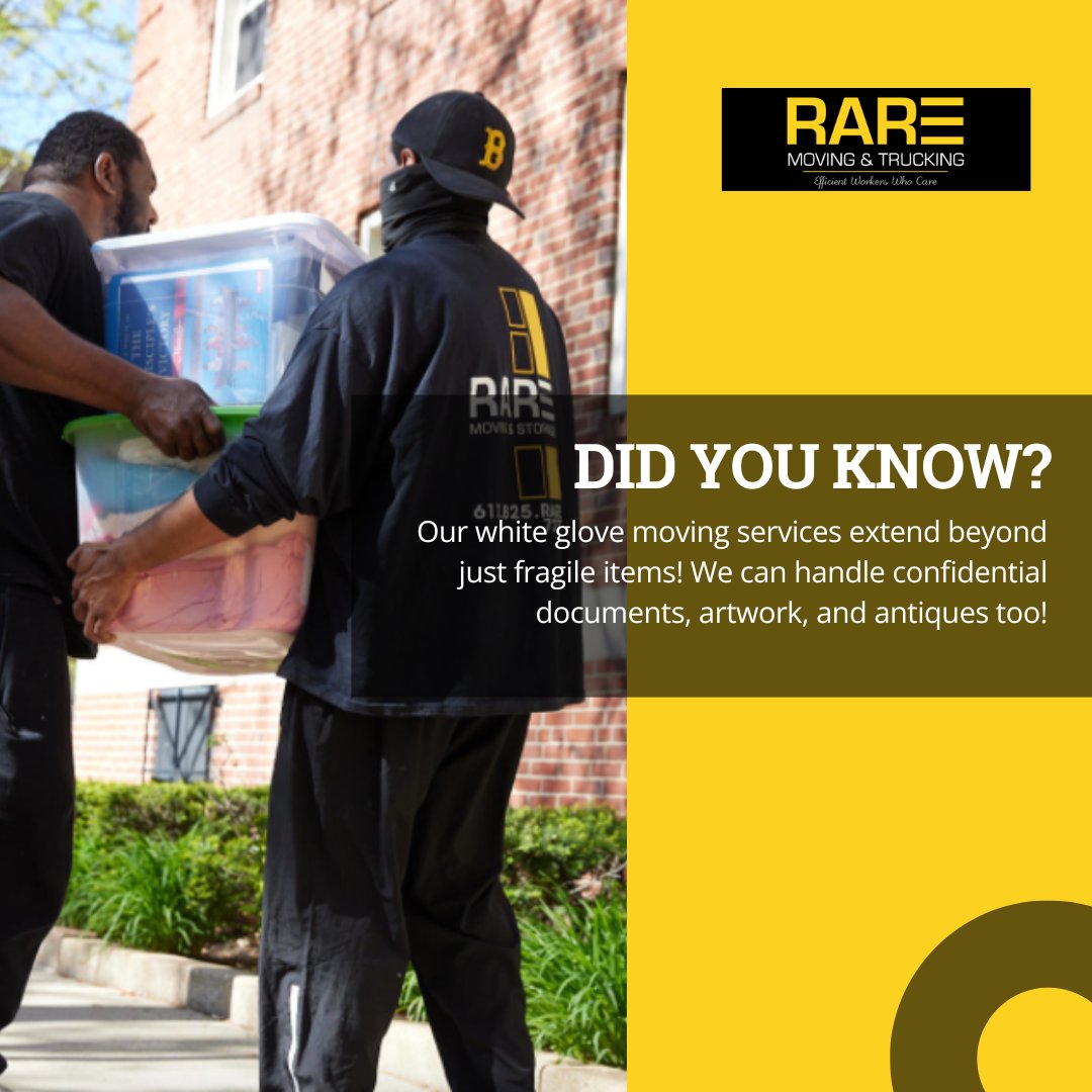 BostonRAREMover's tweet photo. Our white glove moving services can ensure that all of your most sensitive items get to your destination safely - and not just the fragile ones! Contact us today for foolproof results! https://t.co/xtjaCov6mU

#whiteglovemoving #antiquemoving #BostonMovers https://t.co/kKcjE1Z6Ad