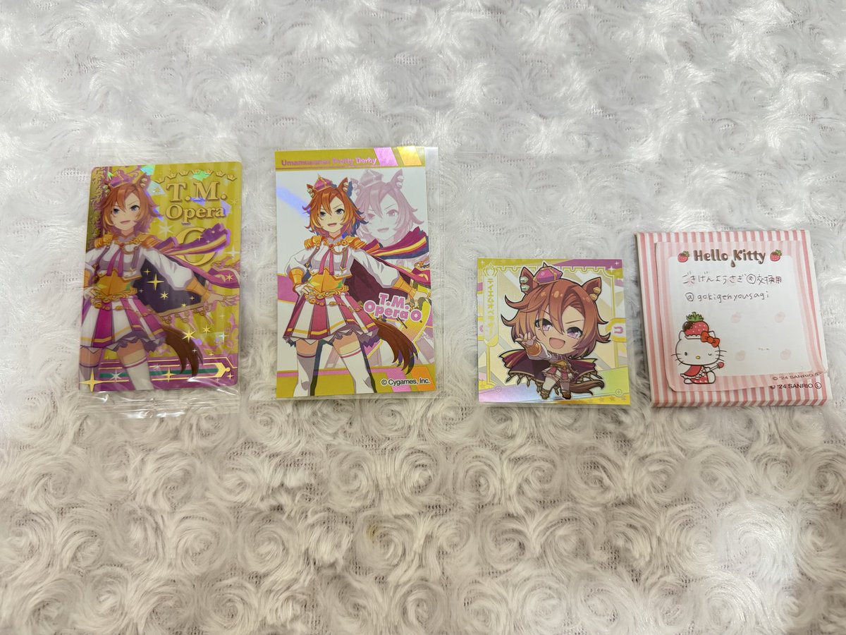 gokigenyousagi's tweet photo. @kashiko0714 コメントありがとうございます。
カツラギエースのものは手持ちがございませんでした。
お譲りできそうなもののお写真添付いたしますので、ご確認ください。

お取引のご希望やご質問などがございましたら、DMにてご連絡お願いいたします。(一時的にDM解放してあります) https://t.co/b8yJ1pyiYB