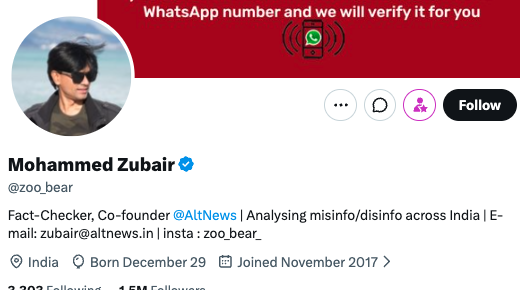 VijayGajeraO's tweet photo. His name is Gubair.

He claims to be a fact-checker, but in the last few days, he didn't fact-check a single piece of fake news spread by CJP, Marxists, and their affiliated goons.

In fact, he was caught red-handed spreading fake news today by Delhi police.

He supports AISA! https://t.co/GcvLlZdTtT