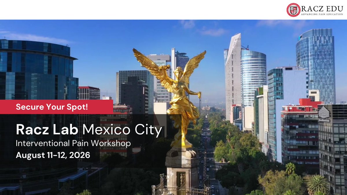 RaczEDU's tweet photo. Racz Lab Mexico City is next month!
Join this hands-on workshop led by expert physicians and learn advanced interventional pain management techniques

🗓️ Aug. 11–12, 2026
 📍Mexico City
🔗 Registration: https://t.co/R6XTs56qXA

#MedicalEducation #RaczProcedure #Mexico #Workshop https://t.co/zO9TCPPCDM