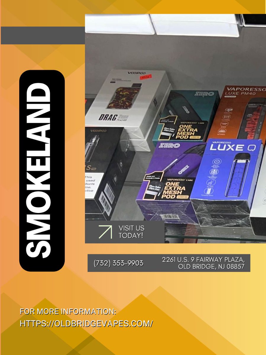 Smokeland1's tweet photo. Our products are designed to deliver a great feeling without any harmful effects. Call us at (732) 353-9903 today to learn more! #OldBridge #SmokeEssentials
https://t.co/13AwliqCWO https://t.co/oPeFAOPM1X