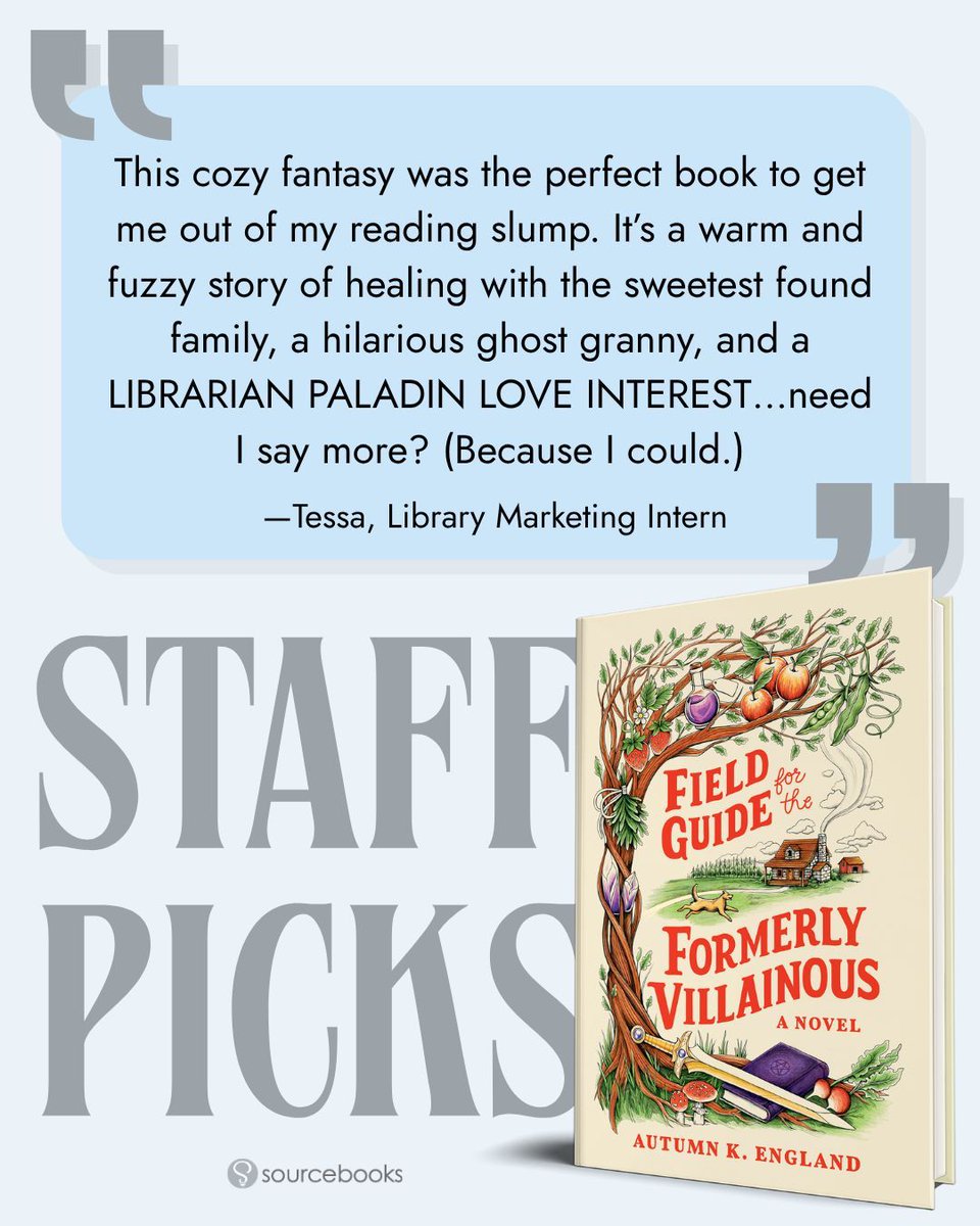 SBKSLibrary's tweet photo. Tessa, our summer library marketing intern, really loved FIELD GUIDE FOR THE FORMERLY VILLAINOUS by Autumn K. England ❤️ What Sourcebooks read have you enjoyed lately? Let us know in the comments! https://t.co/dhF1r9Azaj
