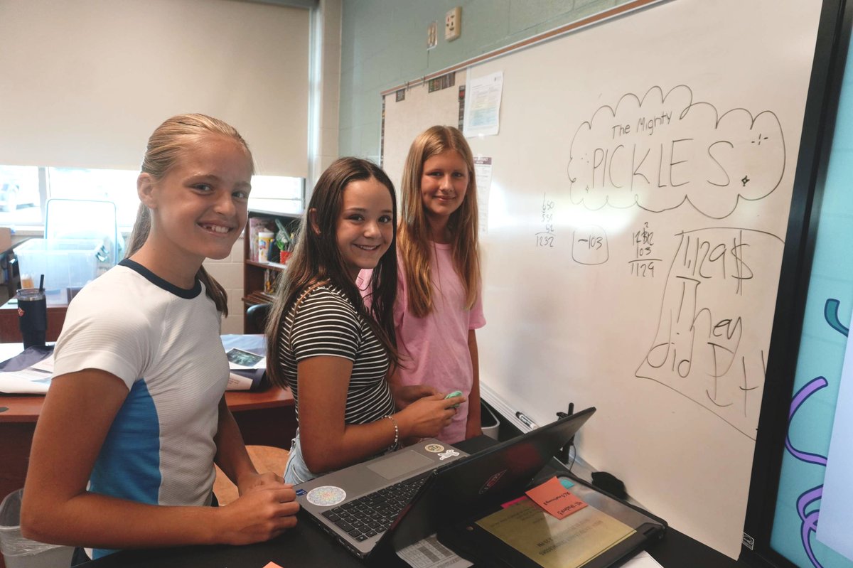 rochcommschools's tweet photo. Putting real-life math skills to work, middle school pre-algebra students are challenged to evaluate expenses and profits from a carnival event to determine if the fundraising goal was met. #RCSpride https://t.co/P2wR1JSREH