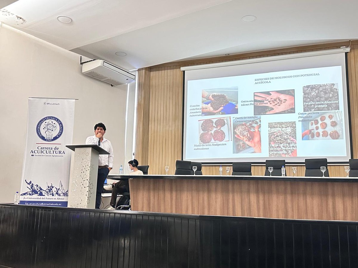 CENAIM_espol's tweet photo. 🔬🌊 El #CENAIM presente en el 2do. Congreso Interuniversitario de Acuicultura RIAE–2026
El https://t.co/YTvUatjmTG. Daniel Rodríguez, investigador del CENAIM, participó como ponente invitado por la RIAE efectuado en la #UTMACH.
https://t.co/jlADvu3PuN https://t.co/3Lst3C4MyQ