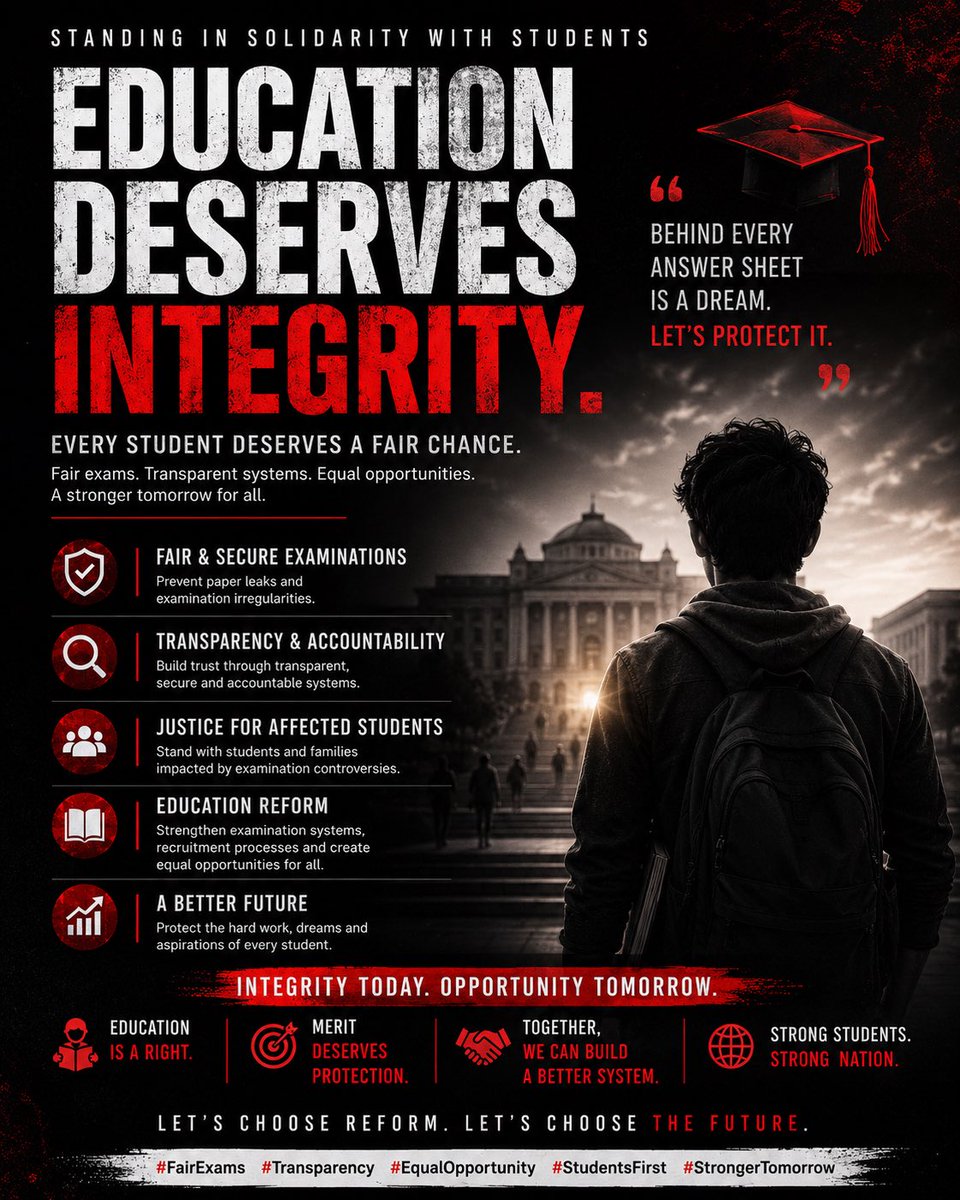 nitinthomas's tweet photo. In solidarity with students. This is not a political statement. I neither support nor oppose any political party. I simply believe every student deserves a fair, transparent, and trustworthy examination system.
#InSolidarityWithStudents #FairExams #EducationMatters #StudentsFirst https://t.co/JNzsQ8B0lx