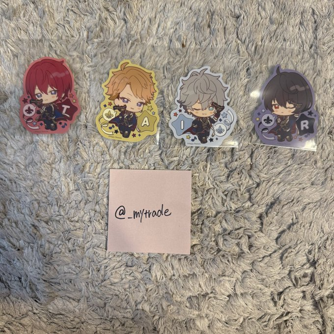 _mytrade's tweet photo. 【交換】あんスタ 感謝祭 Knights ステッカー

譲：司 嵐 泉 凛月

求：レオ UNDEAD アドニス
　
＊泉・凛月はレオとの交換のみ
＊郵送希望
プロカ必読 https://t.co/TcjaRQYTWY