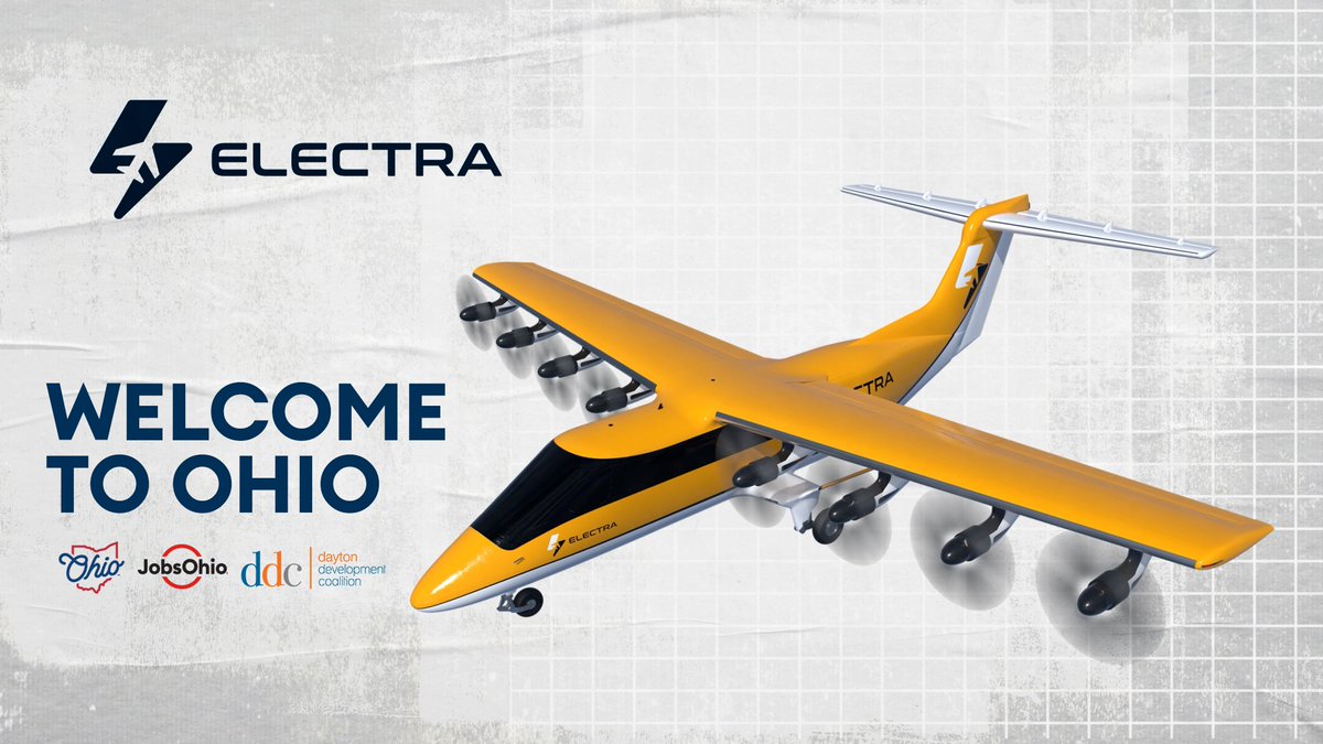 JobsOhio's tweet photo. Just announced at #FIA2026: @ElectraAero will build its first commercial production facility for the hybrid-electric EL9 eSTOL in Springfield, Ohio — $850M investment, 1,975 new jobs. The birthplace of aviation is building the next era of flight. Welcome to Ohio, Electra! https://t.co/ui4cWAdmkg