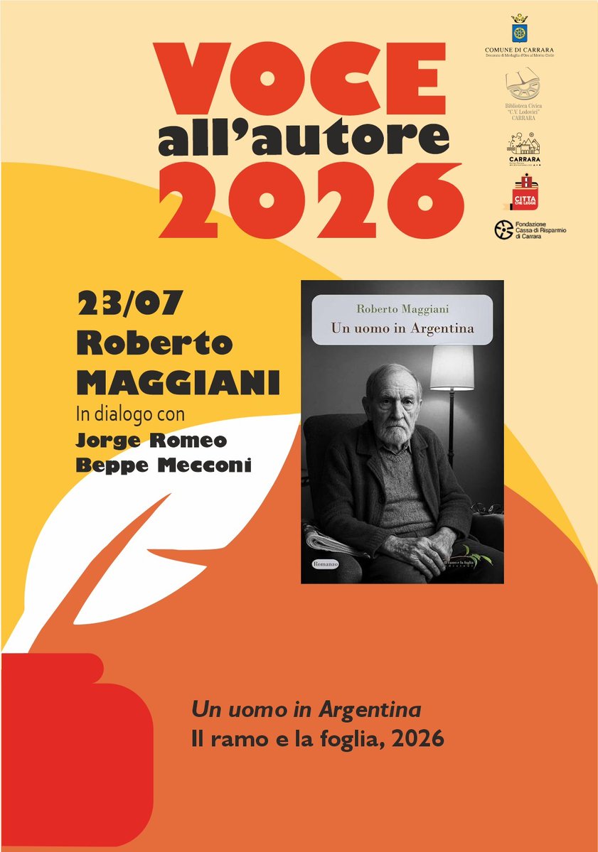 ilramoelafoglia's tweet photo. Carrara 23/07/2026: Voce all’Autore (Roberto Maggiani) [Presentazione | Libri] - Il ramo e la foglia edizioni https://t.co/8ULE1PrMNG https://t.co/w6umOX7pxY