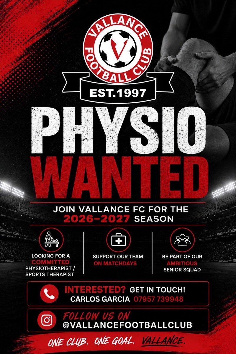 vallancefc's tweet photo. Please repost or share to anyone who may be looking to gain experience within this field ‼️ @NonLeagueGuys @EssexSenior @EssexCountyFA @LondonFA @JobsInFootball https://t.co/KYtdL0WBRE