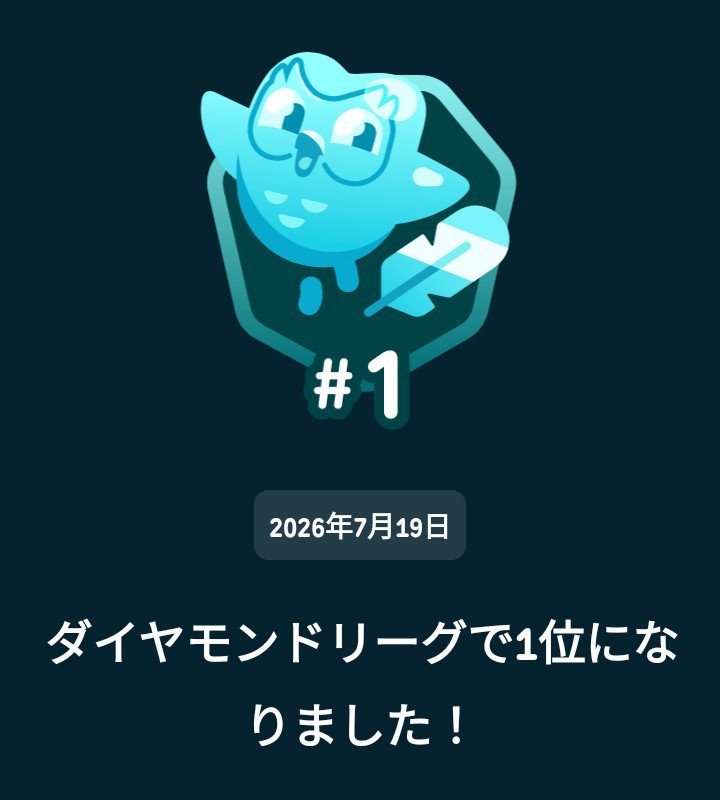 sawawa15's tweet photo. DUOLINGOのダイヤモンドリーグ、遂に制覇したぞー！

#DUOLINGO
#diamondleague
#デュオリンゴ
#ダイヤモンドリーグ https://t.co/dFxovAPaVC