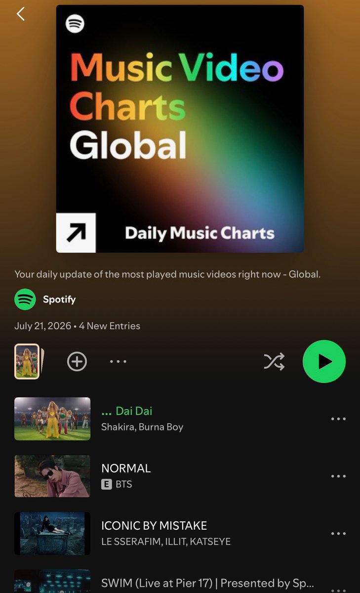 GENIUS9N's tweet photo. [INFO] Spotify has launched a new global music video chart on platform today (July 21, 2026).

If JENNIE releases “Less Than A Lover” MV on the platform, She will be the First K-Pop Act to debut on Spotify Music Video Charts. https://t.co/loK9jlhl9z