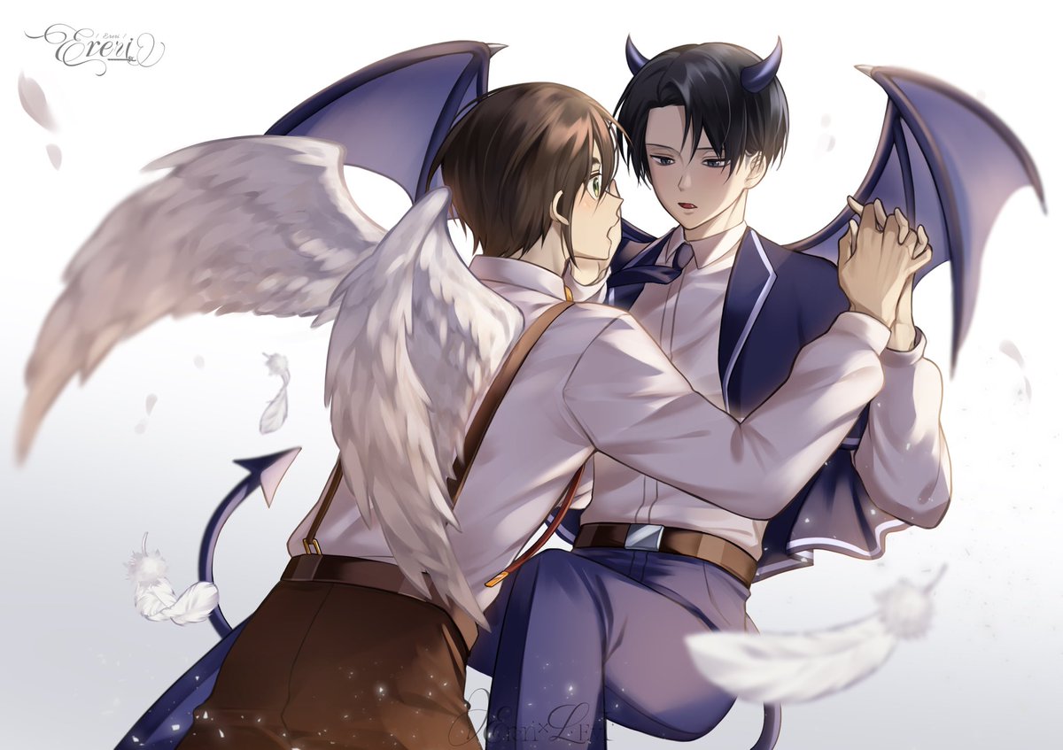 Laylache1's tweet photo. #ereri  #エレリ 

小时候，耶格尔天使初见阿克曼恶魔
😇😈

🎨illust：초방ちょばん(@ iyuyuyu11）

Private Commission https://t.co/KupZfJoe0Z