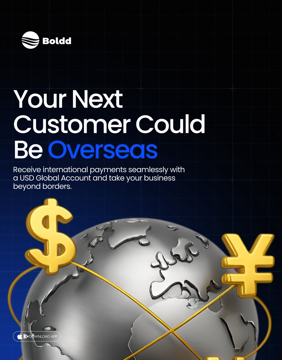 bolddhq's tweet photo. Your next big customer might not be in your city… or even your country. 🌍💸

With Boldd’s USD Global Account, receive international payments seamlessly and grow your business beyond borders.

Go global. Get paid. Stay Boldd.

#Boldd #GlobalBusiness #USDAccount #International https://t.co/FHtiGvM9rv