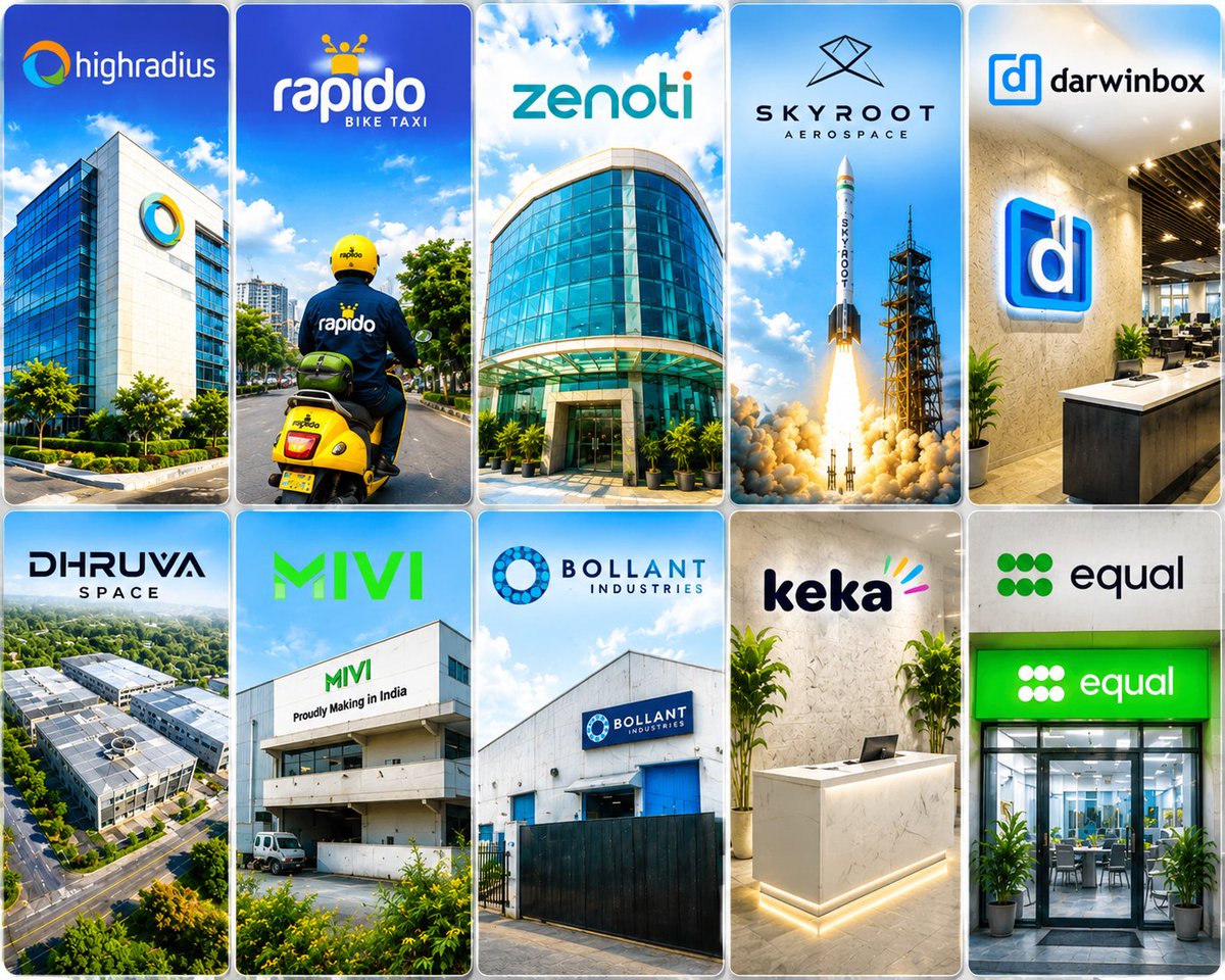 RoseOnX9's tweet photo. Top 10 highest-valued startups founded by Telugu entrepreneurs.

1. HighRadius - Sashi Narahari ($3.1B)
2. Rapido - Aravind Sanka ($3B)
3. Zenoti - Sudheer Koneru ($1.5B)
4. Skyroot Aerospace - Pawan Kumar Chandana & Naga Bharath ($1.1B)
5. Darwinbox - Chaitanya Peddi ($1B)
6. Dhruva Space - Sanjay Nekkanti, Krishna Teja & Abhay Egoor ($215M)
7. Mivi - Viswanadh Kandula & Midhula Devabhaktuni ($150M)
8. Bollant Industries - Srikanth Bolla ($140M)
9. Keka - Vijay Y ($120M)
10. Equal - Keshav Reddy ($80M)

Srikanth Bolla was told no bank would fund a blind man. Today, Bollant Industries is worth $140 million.

Andhra Pradesh and Telangana are not just IT service hubs. They are startup factories.