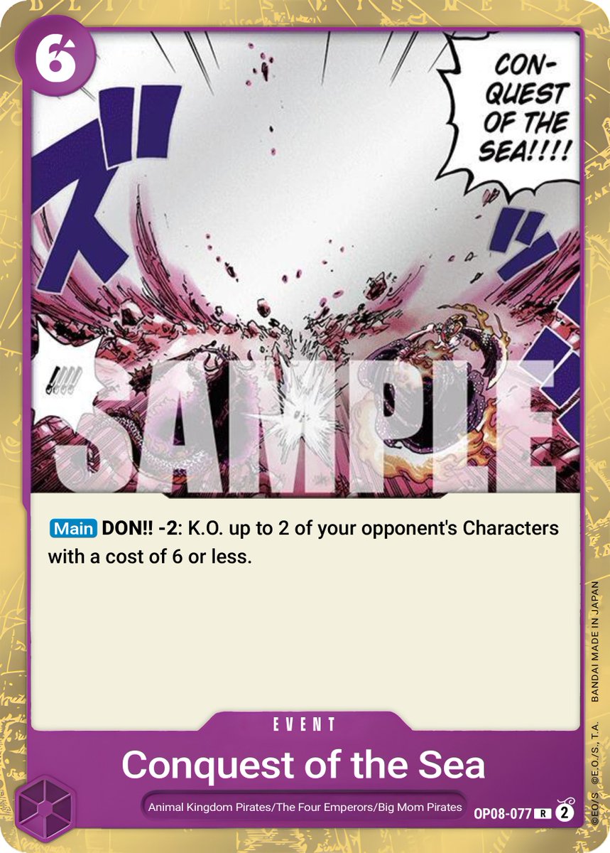 sormiltcg's tweet photo. Concerning ‼️

Enel players have started teching "Conquest of the Sea" to combat the Mihawk and RG Luffy which have both become top decks after the release of starter decks ✅

Will you be using this⁉️ https://t.co/5zex3xaPEV