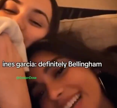 TouchlineX's tweet photo. 🚨📲 𝗡𝗘𝗪: Videos from the past featuring Lamine Yamal’s current girlfriend, Inés García, are going viral on social media right now:

• In one clip, recorded while Lamine was dating Nicki Nicole, she says: "If he weren’t a millionaire or a footballer, Nicki Nicole wouldn’t even have looked at him twice."

• She was also asked: “Lamine Yamal or Bellingham?"... She replied: "Bellingham."