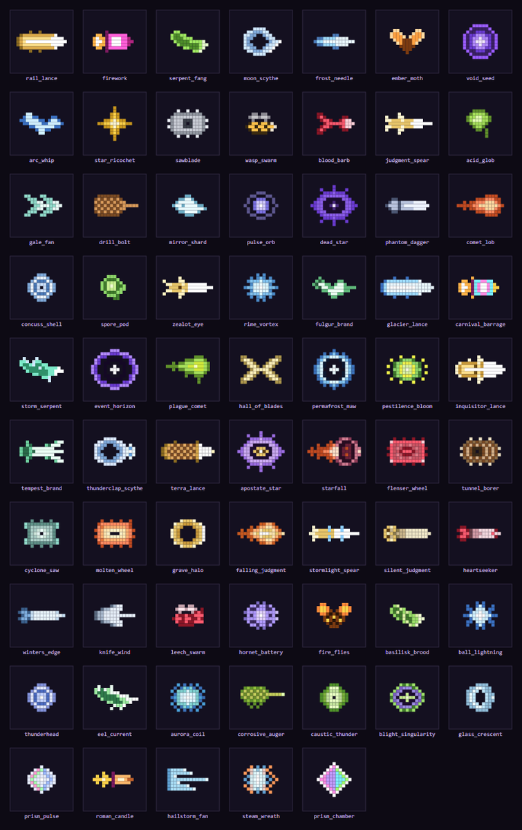 DevoidSloth's tweet photo. 60+ rounds ALL DRAWN BY CLAUDE

Your slingshot does not fire "bullets." It fires moon scythes, dead stars,
wasp swarms, grave halos, the event horizon…

60+ rounds. All of them fuse.

#indiedev #pixelart #roguelike #aidev #aigamedev https://t.co/jSDt3nMx0H