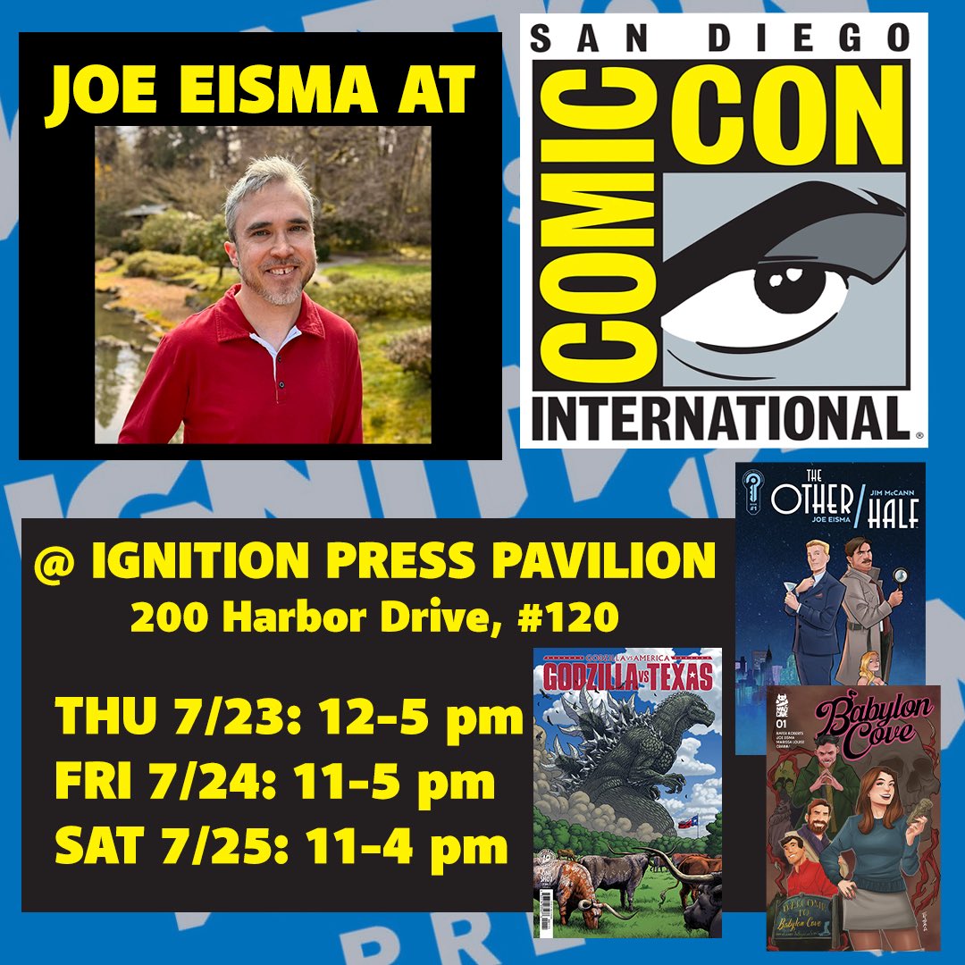 Supajoe's tweet photo. I WILL be at SDCC this weekend, tabled up at the @ignitionpress pavilion across from the convention center. Come see me and buy my stuff! #sdcc https://t.co/Y91zJjoa1z
