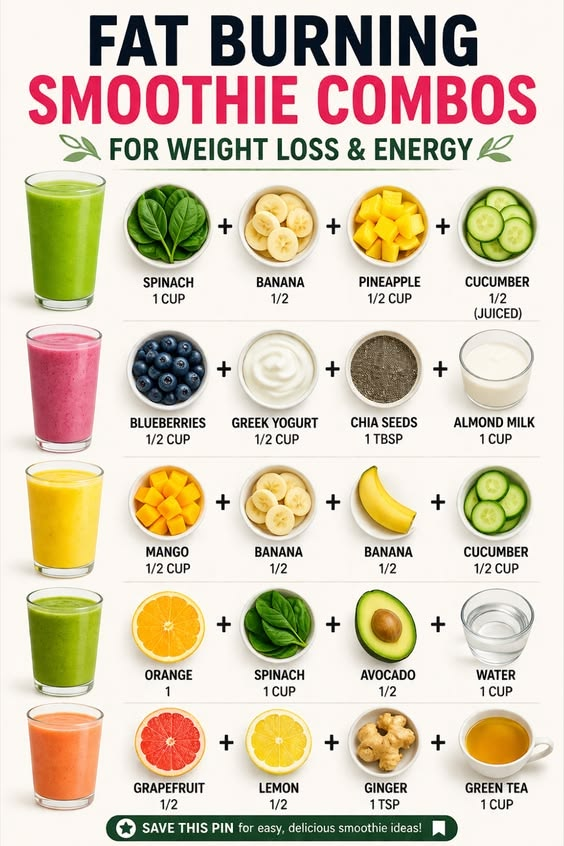 NutritionMasta_'s tweet photo. FAT Burning smoothie combos. https://t.co/QocjUO21Sg