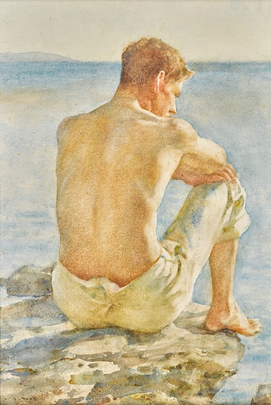 pantomathwar's tweet photo. Watching the sea. Henry Scott Tuke (English, 1858 – 1929) https://t.co/6iL1qJU4D9
