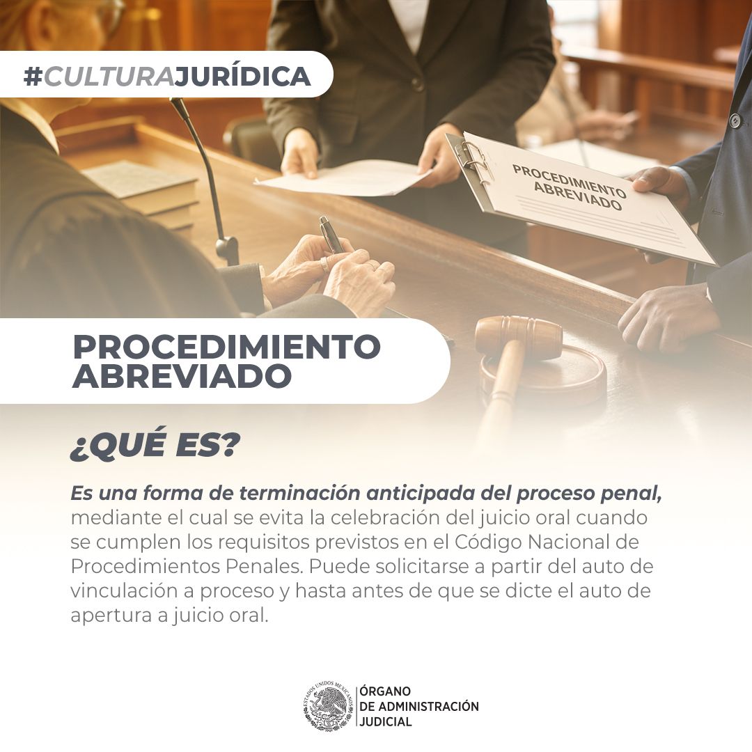 OAJ_Mex's tweet photo. #CulturaJurídica ⚖️ | ¿Qué es un procedimiento abreviado y en qué casos puede solicitarse 🏛️?

Aquí te explicamos 👇👇 https://t.co/SPbGz2IgGc
