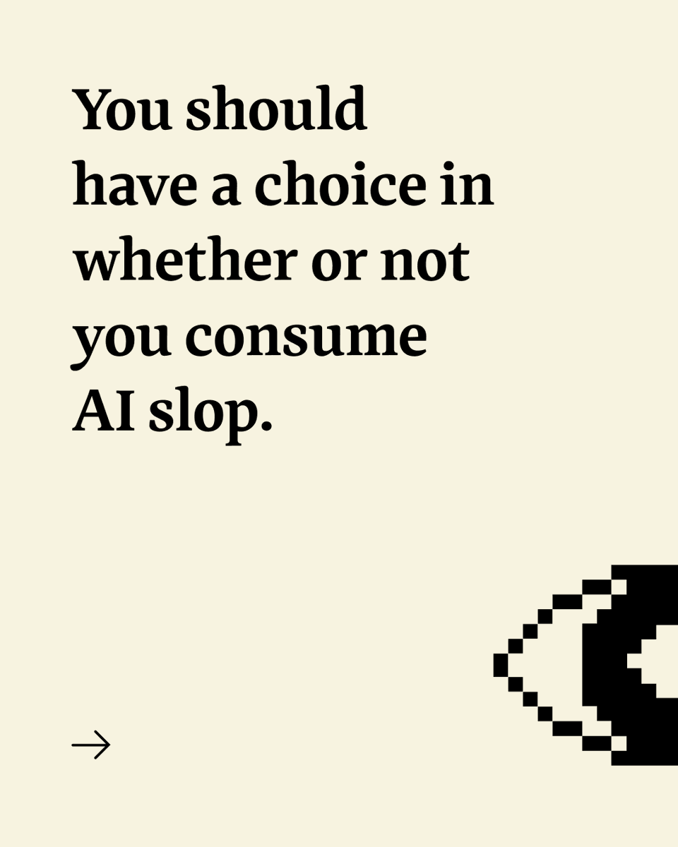 Substack's tweet photo. You should have a choice in whether or not you consume AI slop. https://t.co/yFqDZS0IIF