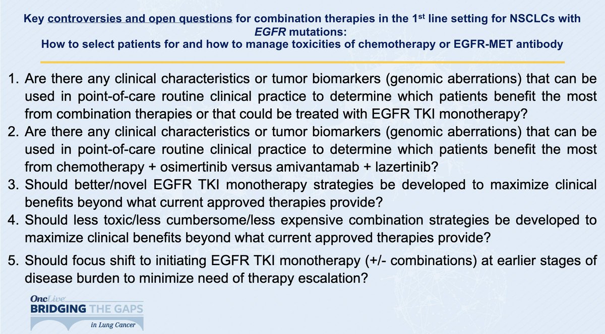 BTG Lung 2026 slide (Eric Singhi, MD) — Key controversies for 1L EGFR combination therapies