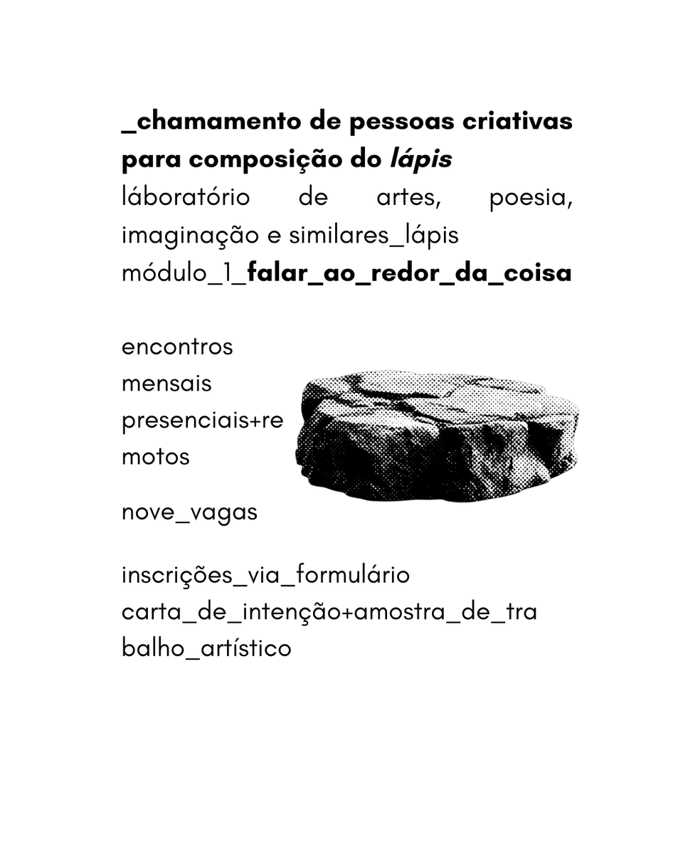 keleeeeelo's tweet photo. chamamento para pessoas criativas de salvador

estão abertas as inscrições para o meu laboratório de artes, poesia, imaginação e similares (lápis) uma iniciativa criativa indisciplinar focada em produções artísticas que cruzem diferentes mídias.

LINK PARA INSCIRIÇÃO NO PRÓXIMO https://t.co/846EeBxw44